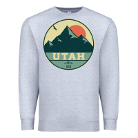 Heather Grey utah retro mountain badge Premium Sweatshirt - linhVisuals