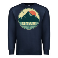 Navy utah retro mountain badge Premium Sweatshirt - linhVisuals