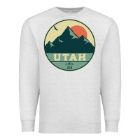 Oatmeal Heather utah retro mountain badge Premium Sweatshirt - linhVisuals