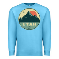 Ocean Blue utah retro mountain badge Premium Sweatshirt - linhVisuals