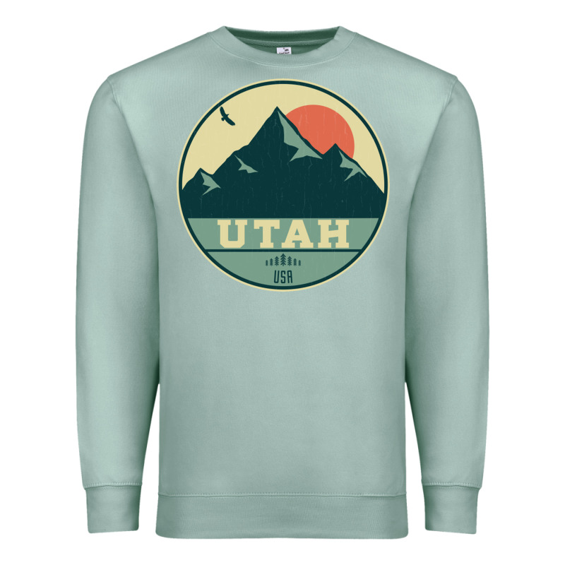 Utah Retro Mountain Badge Premium Sweatshirt by linhVisuals | Teevron