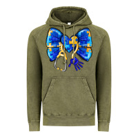 Vintage Olive Down Syndrome Ribbon Vintage Hoodie - CowhideDigitalArt