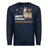 Navy happy llamakah llama withorah jewish Premium Sweatshirt - linhVisuals