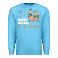 Ocean Blue happy llamakah llama withorah jewish Premium Sweatshirt - linhVisuals