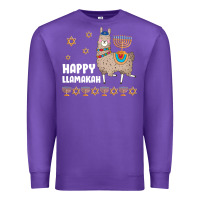 Purple happy llamakah llama withorah jewish Premium Sweatshirt - linhVisuals