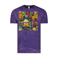 Cloud Purple school bus coffee and star with leopard seamless pattern bbs Vintage Tee - BundleAndBundleShop