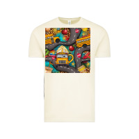 Vintage Arctic school bus coffee and star with leopard seamless pattern bbs Vintage Tee - BundleAndBundleShop