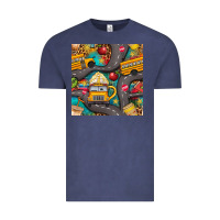 Vintage Denim school bus coffee and star with leopard seamless pattern bbs Vintage Tee - BundleAndBundleShop