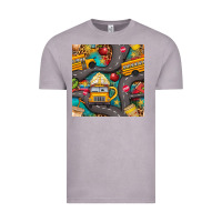 Vintage Zinc school bus coffee and star with leopard seamless pattern bbs Vintage Tee - BundleAndBundleShop