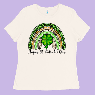 Happy St. Patrick's Day Rainbow Ladies Tee Designed By Oliviacreatesart