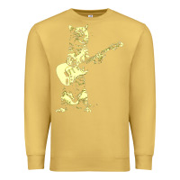 Antique Gold cat playing guitar Premium Sweatshirt - linhVisuals