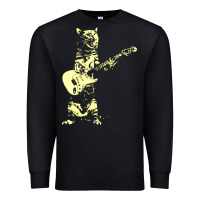 Black cat playing guitar Premium Sweatshirt - linhVisuals