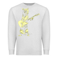 Oatmeal Heather cat playing guitar Premium Sweatshirt - linhVisuals