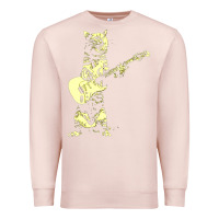 Pale Pink cat playing guitar Premium Sweatshirt - linhVisuals