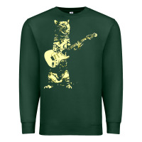 Sports Green cat playing guitar Premium Sweatshirt - linhVisuals