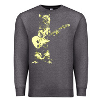 Charcoal Heather cat playing guitar Premium Sweatshirt - linhVisuals