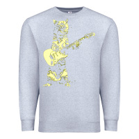 Heather Grey cat playing guitar Premium Sweatshirt - linhVisuals