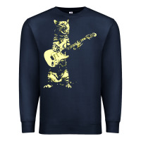Navy cat playing guitar Premium Sweatshirt - linhVisuals