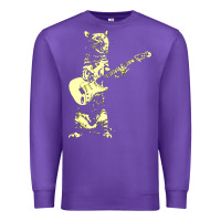 Purple cat playing guitar Premium Sweatshirt - linhVisuals