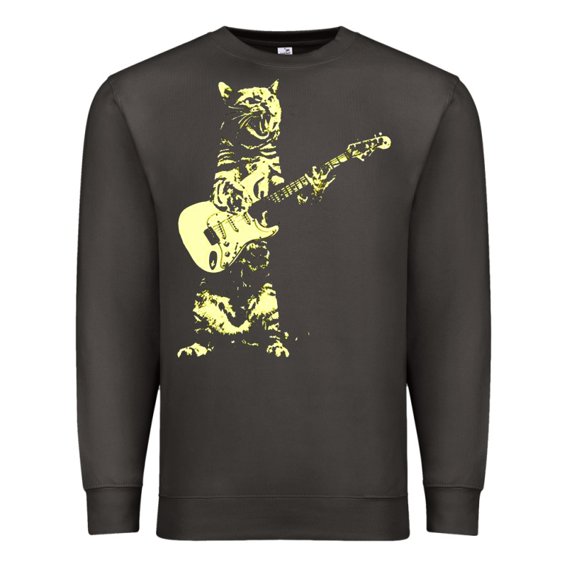 Cat Playing Guitar Premium Sweatshirt by linhVisuals | Teevron