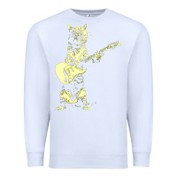White cat playing guitar Premium Sweatshirt - linhVisuals