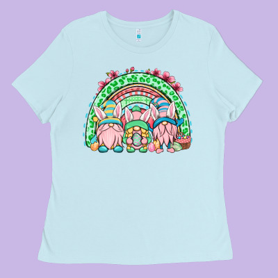 Easter Gnomes Rainbow Ladies Tee Designed By Oliviacreatesart