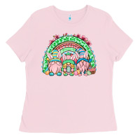 Bubblegum Pink Easter gnomes rainbow Ladies Tee - OliviaCreatesArt