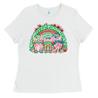 White Easter gnomes rainbow Ladies Tee - OliviaCreatesArt
