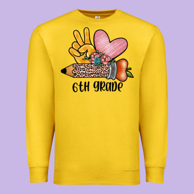 Peace Love 6th Grade Premium Sweatshirt Designed By Jahusdesignshop