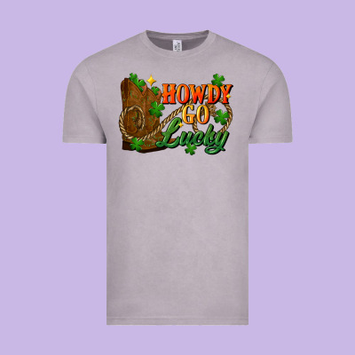 Howdy Go Lucky St. Patricks Day Vintage Tee Designed By Fadigitalartstudio