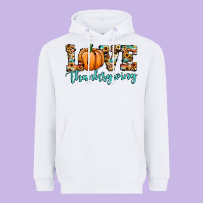 Love Thanksgiving Pumpkin Heavyweight Hoodie Designed By Jahusdesignshop