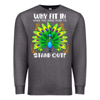 Charcoal Heather peacock inspired beautiful color bird (3) Premium Sweatshirt - linhVisuals