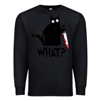 Black Halloween Cat With Knife What Premium Sweatshirt - linhVisuals