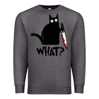 Charcoal Heather Halloween Cat With Knife What Premium Sweatshirt - linhVisuals