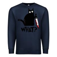 Navy Halloween Cat With Knife What Premium Sweatshirt - linhVisuals