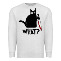Oatmeal Heather Halloween Cat With Knife What Premium Sweatshirt - linhVisuals