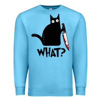 Ocean Blue Halloween Cat With Knife What Premium Sweatshirt - linhVisuals