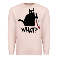 Pale Pink Halloween Cat With Knife What Premium Sweatshirt - linhVisuals