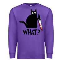 Purple Halloween Cat With Knife What Premium Sweatshirt - linhVisuals