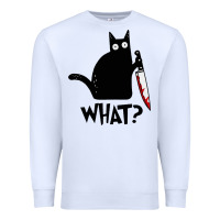 White Halloween Cat With Knife What Premium Sweatshirt - linhVisuals