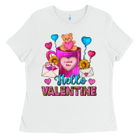 White hello valentine valentines day coffee mug Ladies Tee - FaDigitalArtStudio