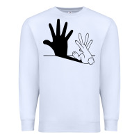 White rabbit hand shadow Premium Sweatshirt - linhVisuals