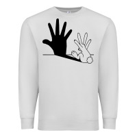 Dove Grey rabbit hand shadow Premium Sweatshirt - linhVisuals