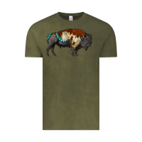 Vintage Olive gemstone bison Vintage Tee - RanaPortraitStore
