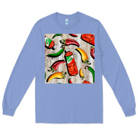 Colony Blue mexican chili and pepper seamless pattern Long Sleeve Tee - BundleAndBundleShop