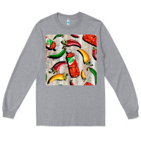 Heather Grey mexican chili and pepper seamless pattern Long Sleeve Tee - BundleAndBundleShop