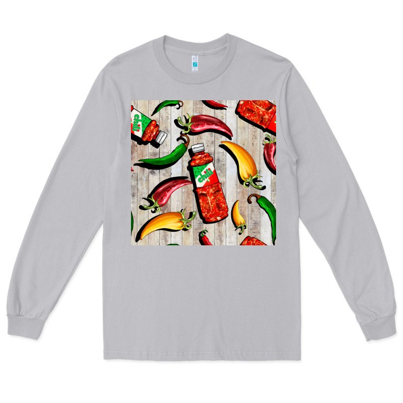 Mexican Chili And Pepper Seamless Pattern Long Sleeve Tee by BundleAndBundleShop | Teevron