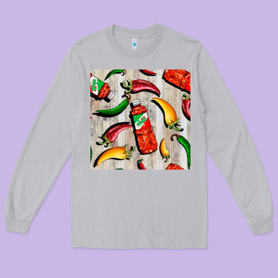 Mexican Chili And Pepper Seamless Pattern Long Sleeve Tee Designed By Bundleandbundleshop