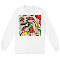 White mexican chili and pepper seamless pattern Long Sleeve Tee - BundleAndBundleShop