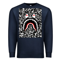 Navy Bape Shark Army Premium Sweatshirt - linhVisuals